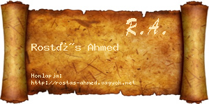 Rostás Ahmed névjegykártya